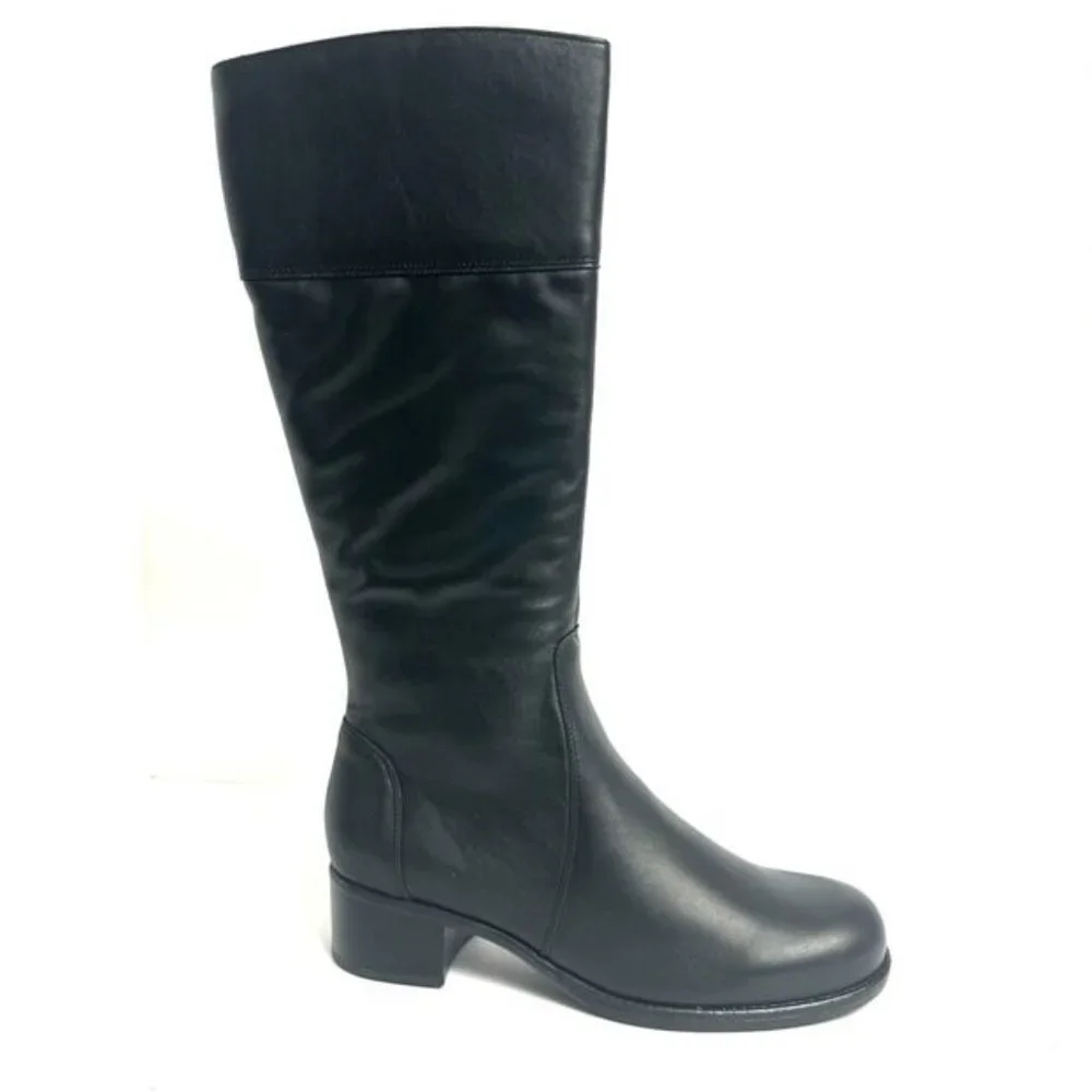 La Canadienne Women's Passion Knee High Boots Black Leather, Size 10WW